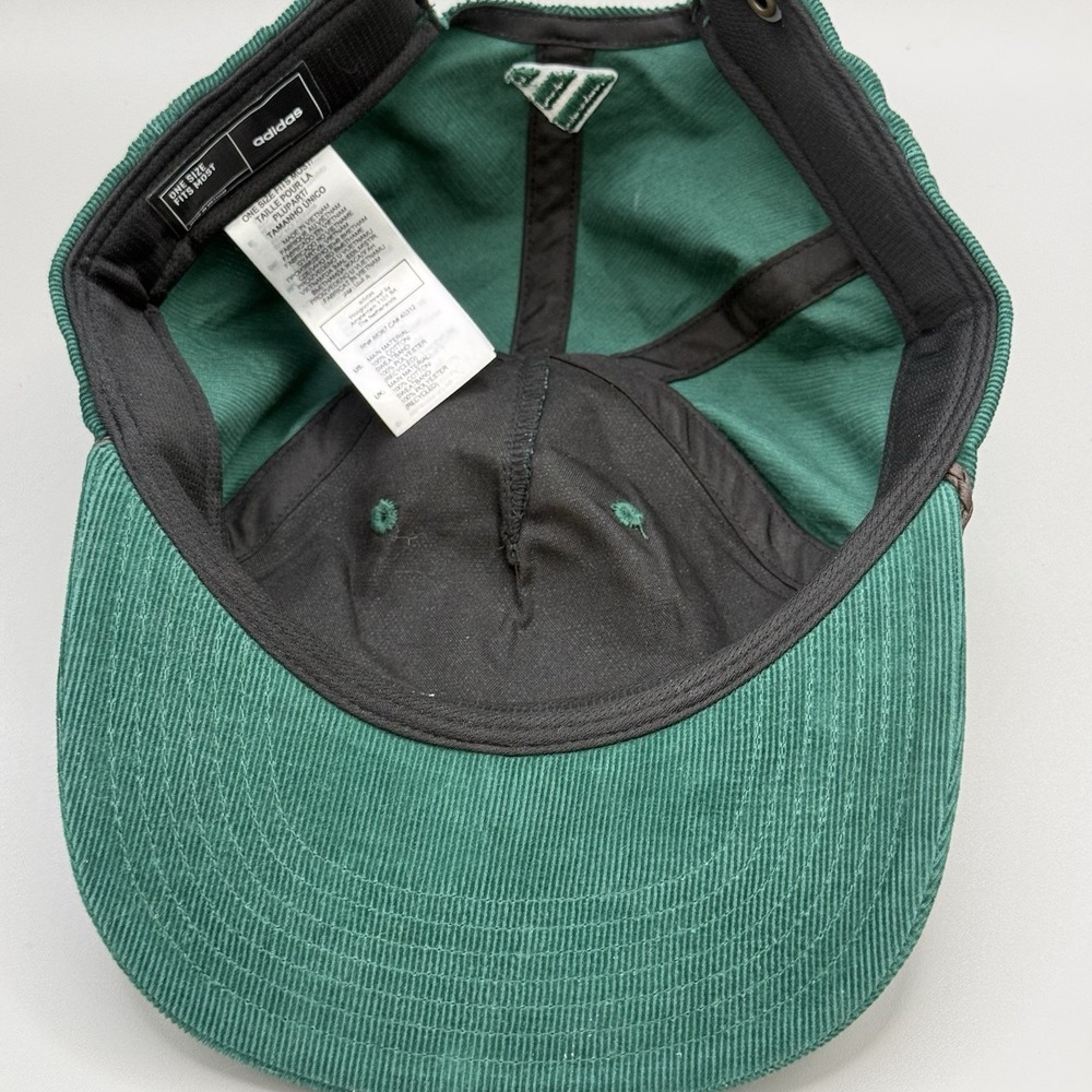 Adidas Sunday Pins Hat Green Golf Corded Leather Strapback Corduroy Cap - Picture 5 of 6
